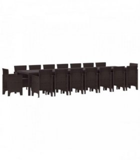 vidaXL Garden Dining Set with Cushions 17 pcs Brown PP