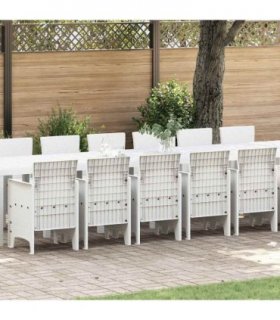 vidaXL Garden Dining Set with Cushions 17 pcs White PP