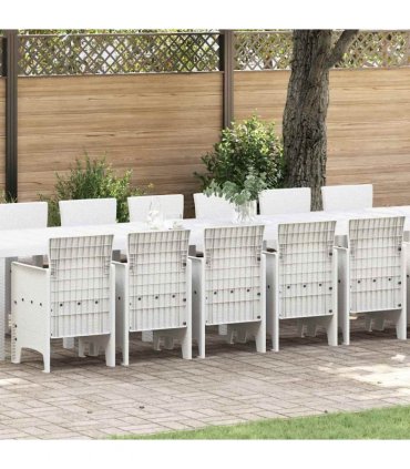 vidaXL Garden Dining Set with Cushions 17 pcs White PP