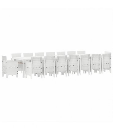 vidaXL Garden Dining Set with Cushions 17 pcs White PP