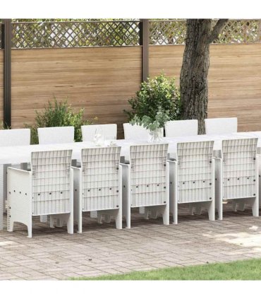 vidaXL Garden Dining Set with Cushions 17 pcs White PP