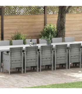 vidaXL Garden Dining Set with Cushions 17 pcs Light Grey PP