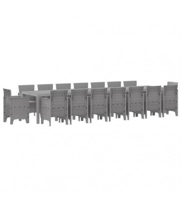 vidaXL Garden Dining Set with Cushions 17 pcs Light Grey PP