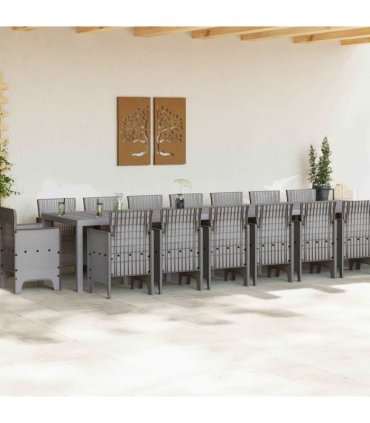 vidaXL Garden Dining Set with Cushions 17 pcs Light Grey PP