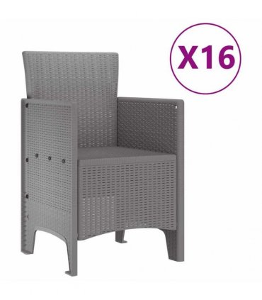 vidaXL Garden Dining Set with Cushions 17 pcs Light Grey PP