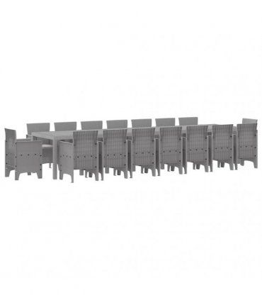 vidaXL Garden Dining Set with Cushions 17 pcs Light Grey PP