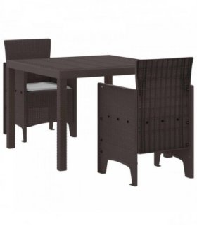 vidaXL Garden Dining Set 3 pcs Brown Polypropylene