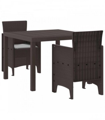 vidaXL Garden Dining Set 3 pcs Brown Polypropylene