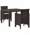 vidaXL Garden Dining Set 3 pcs Brown Polypropylene