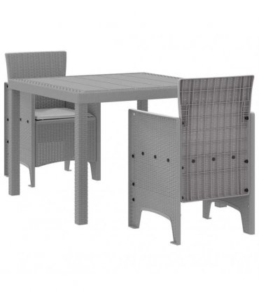 vidaXL Garden Dining Set 3 pcs Light Grey Polypropylene