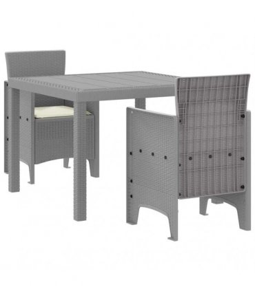 vidaXL Garden Dining Set 3 pcs Light Grey Polypropylene