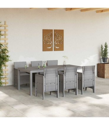 vidaXL Garden Dining Set 7 pcs Light Grey Polypropylene