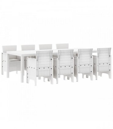 vidaXL Garden Dining Set 9 pcs White Polypropylene