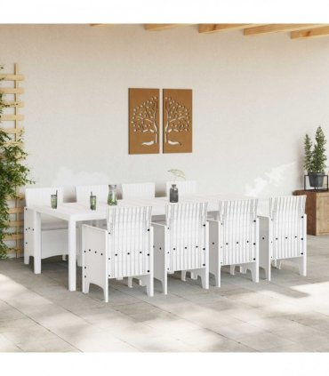 vidaXL Garden Dining Set 9 pcs White Polypropylene