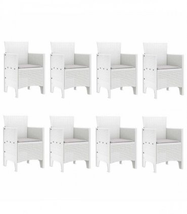 vidaXL Garden Dining Set 9 pcs White Polypropylene