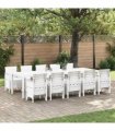 vidaXL Garden Dining Set 11 pcs White Rattan and Steel