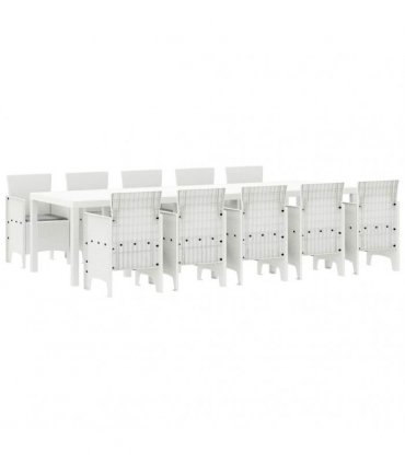 vidaXL Garden Dining Set 11 pcs White and Light grey