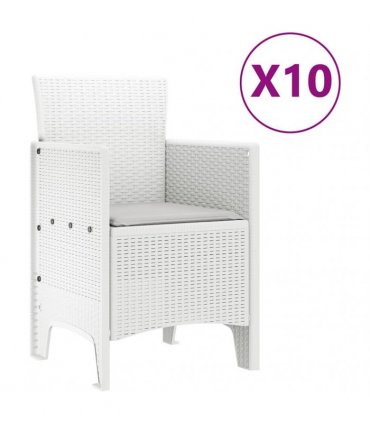 vidaXL Garden Dining Set 11 pcs White and Light grey