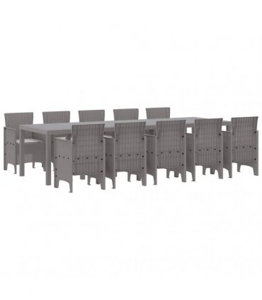 vidaXL Garden Dining Set 11 pcs Light grey Rattan and Aluminium