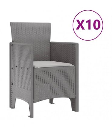 vidaXL Garden Dining Set 11 pcs Light grey Rattan and Aluminium