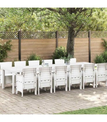 vidaXL Garden Dining Set 13 pcs White Polt rattan