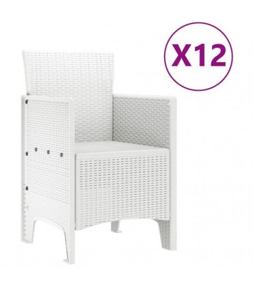 vidaXL Garden Dining Set 13 pcs White Polt rattan