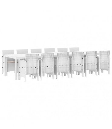 vidaXL Garden Dining Set 13 pcs White Polt rattan