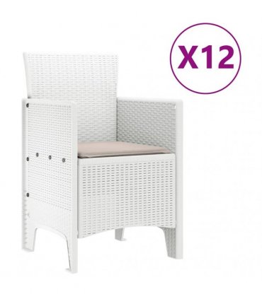 vidaXL Garden Dining Set 13 pcs White Polt rattan