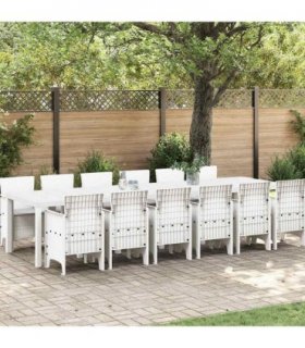vidaXL Garden Dining Set 13 pcs White Polt rattan