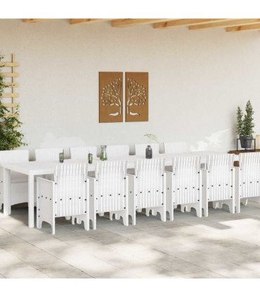vidaXL Garden Dining Set 13 pcs White Polt rattan