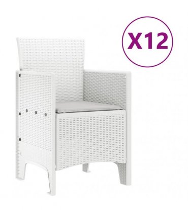 vidaXL Garden Dining Set 13 pcs White Polt rattan