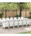 vidaXL Garden Dining Set with Cushions 15 pcs White PP