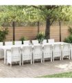vidaXL Garden Dining Set with Cushions 15 pcs White PP