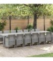 vidaXL Garden Dining Set with Cushions 15 pcs Light Grey PP