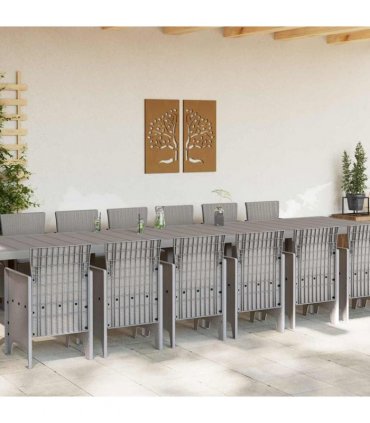 vidaXL Garden Dining Set with Cushions 15 pcs Light Grey PP