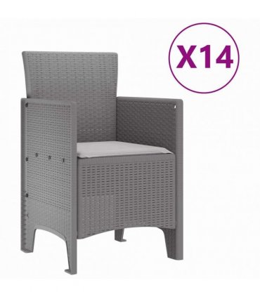 vidaXL Garden Dining Set with Cushions 15 pcs Light Grey PP