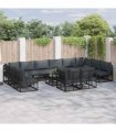 vidaXL Garden Sofa Set 12 pcs Black Aluminium