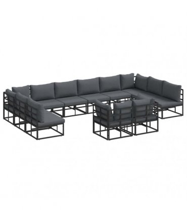 vidaXL Garden Sofa Set 12 pcs Black Aluminium