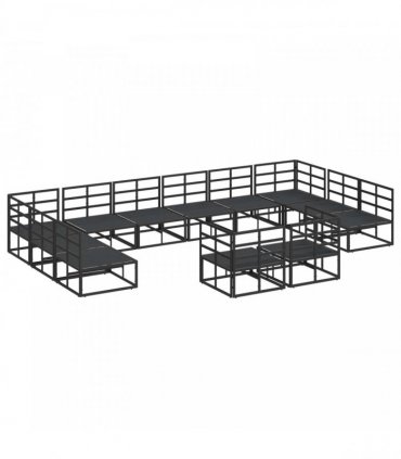 vidaXL Garden Sofa Set 12 pcs Black Aluminium