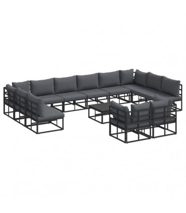 vidaXL Garden Sofa Set 13 pcs Black Aluminium