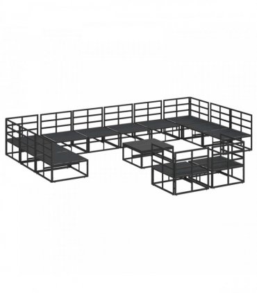 vidaXL Garden Sofa Set 13 pcs Black Aluminium