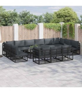 vidaXL Garden Sofa Set 13 pcs Black Aluminium