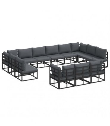 vidaXL Garden Sofa Set 13 pcs Black Aluminium