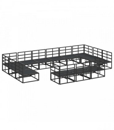 vidaXL Garden Sofa Set 13 pcs Black Aluminium