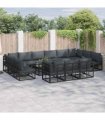 vidaXL Garden Sofa Set 14 pcs Black Aluminium