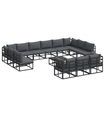 vidaXL Garden Sofa Set 14 pcs Black Aluminium