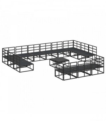 vidaXL Garden Sofa Set 14 pcs Black Aluminium