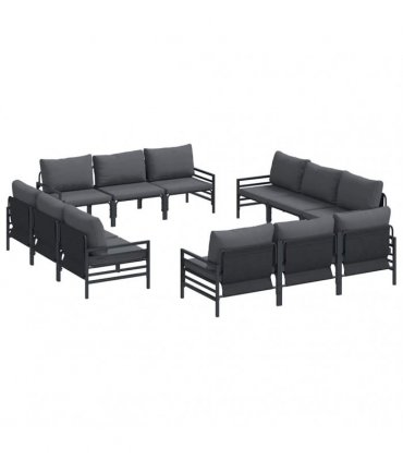 vidaXL Garden Sofa Set 12 pcs Black Steel
