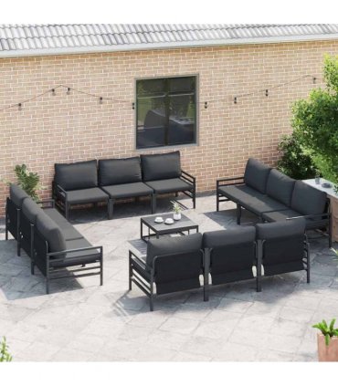 vidaXL Garden Sofa Set 12 pcs Black Steel