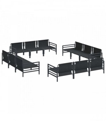 vidaXL Garden Sofa Set 12 pcs Black Steel